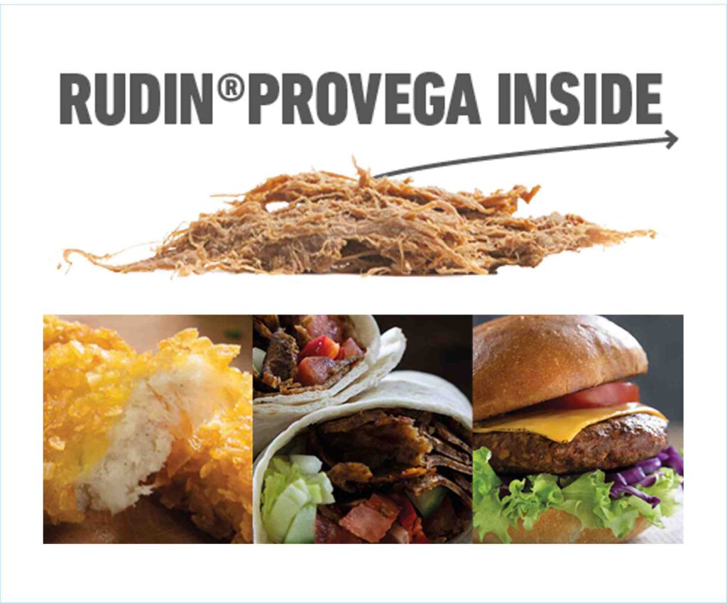 NIZO supported Ruitenberg to structure protein into fibrous textures: Rudin®Provega Inside , which bring "bites" and juiciness.